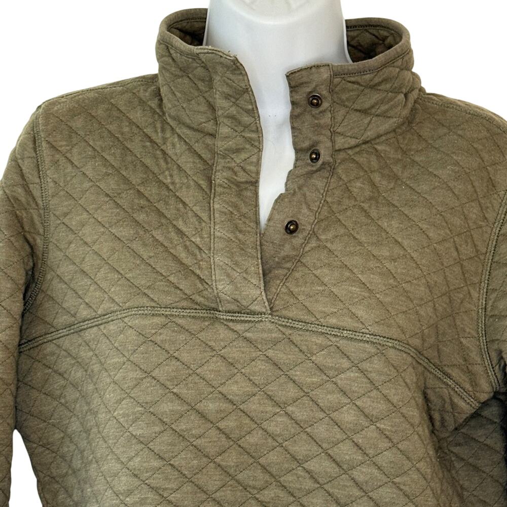 Avalanche Olive Green Quilted Long Sleeve Pullover Henley Sweatshirt Jacket sz M - Picture 6 of 9